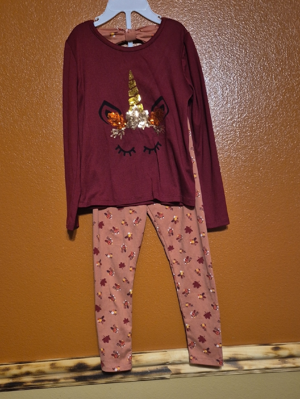 btween Rust Orange Floral Girls Matching Set, Size4